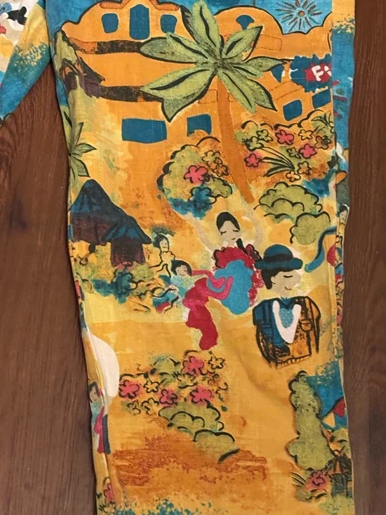 Chico's Fiesta-Print Capri Pants - Yellow & Teal - Picture 8 of 8